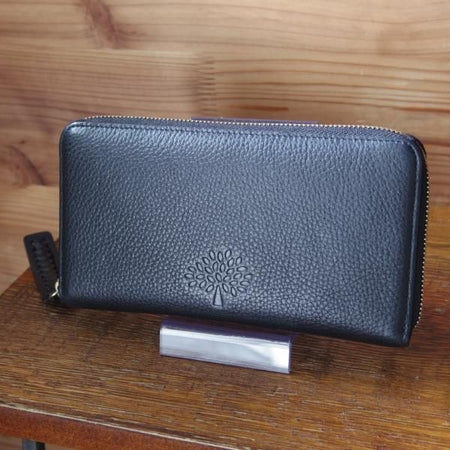 極上★(英)マルベリー/Mulberry【★長財布/ラウンドジップ】レザー/ロングウォレット/本革/黒/財布/メンズ&レディース兼★f164