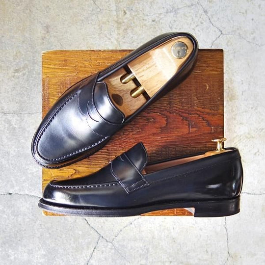 美品★(英)チーニー 7F【定価￥74,800-★HUDSON/ハドソン/コインローファー】5203ラスト/カーフ/黒/メンズ/CHEANEY★f167