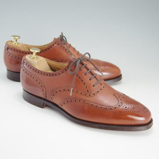 極美品★クロケット&ジョーンズ 7F【定価￥86,900-★フルブローグ/FINSBURY】341ラスト/カーフ/茶/Crockett&Jones★f169