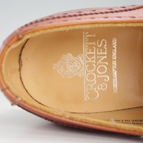 極美品★クロケット&ジョーンズ 7F【定価￥86,900-★フルブローグ/FINSBURY】341ラスト/カーフ/茶/Crockett&Jones★f169