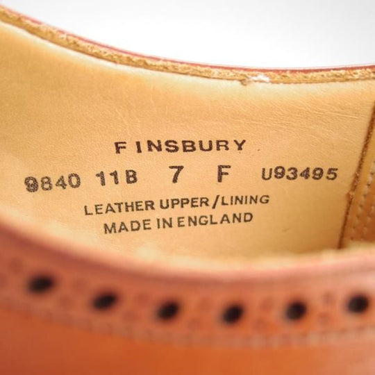 極美品★クロケット&ジョーンズ 7F【定価￥86,900-★フルブローグ/FINSBURY】341ラスト/カーフ/茶/Crockett&Jones★f169