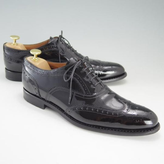 美品★チャーチ メンズUK6.5程度(レディース27cm)【★NATALIE/ナタリー】フルブローグ/パテントレザー/黒/Church's★f171