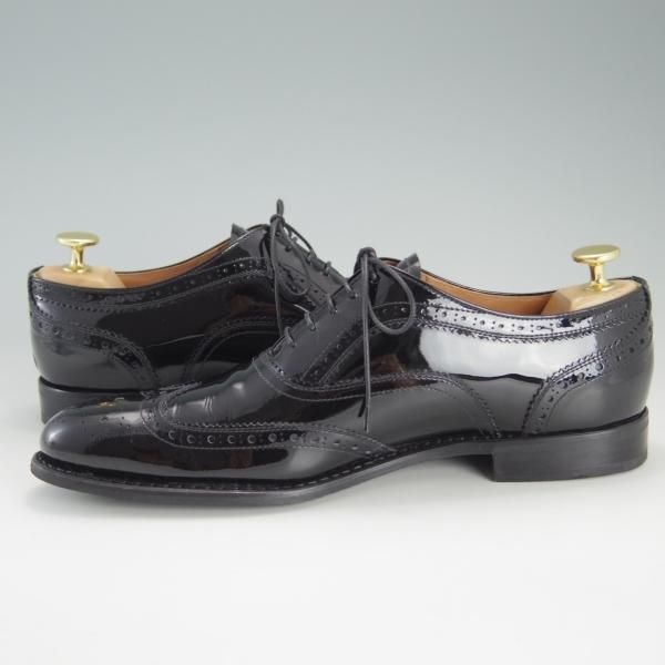 美品★チャーチ メンズUK6.5程度(レディース27cm)【★NATALIE/ナタリー】フルブローグ/パテントレザー/黒/Church's★f171