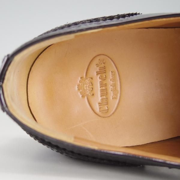 美品★チャーチ メンズUK6.5程度(レディース27cm)【★NATALIE/ナタリー】フルブローグ/パテントレザー/黒/Church's★f171