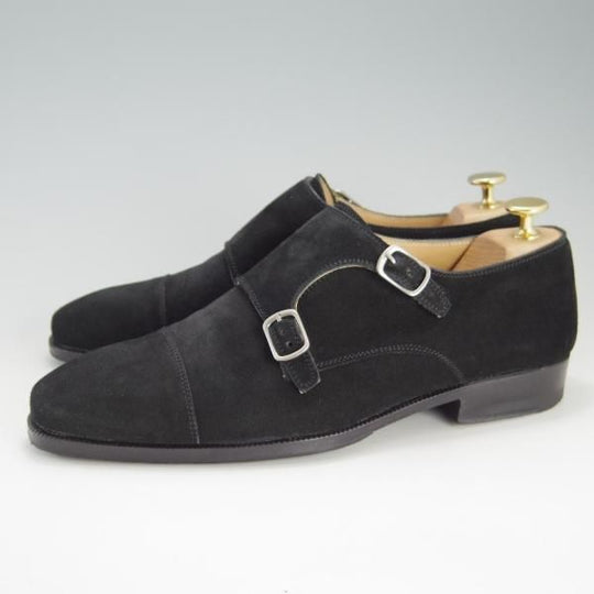 美品★(伊)DI MELLA/ディメッラ SIZE 7【★ダブルモンク/1067】スエード/黒/メンズ★f174