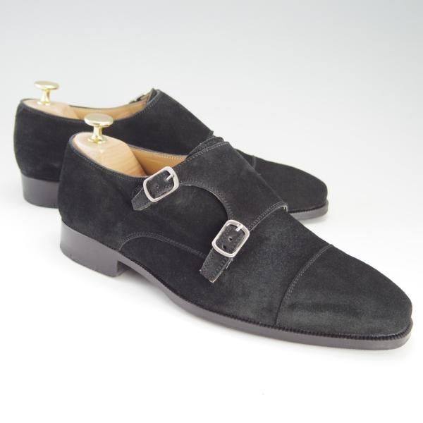 美品★(伊)DI MELLA/ディメッラ SIZE 7【★ダブルモンク/1067】スエード/黒/メンズ★f174