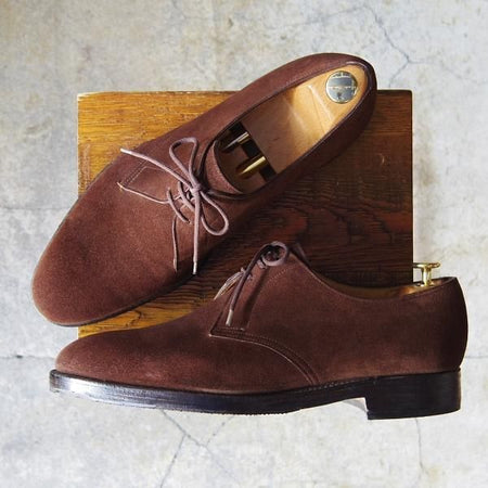 ★ジョンロブ 10EE【貴重★8695ラスト/PERRIER/ペリエ】プレーントゥ/Vフロント/スエード/茶/メンズ/JOHN LOBB★f175