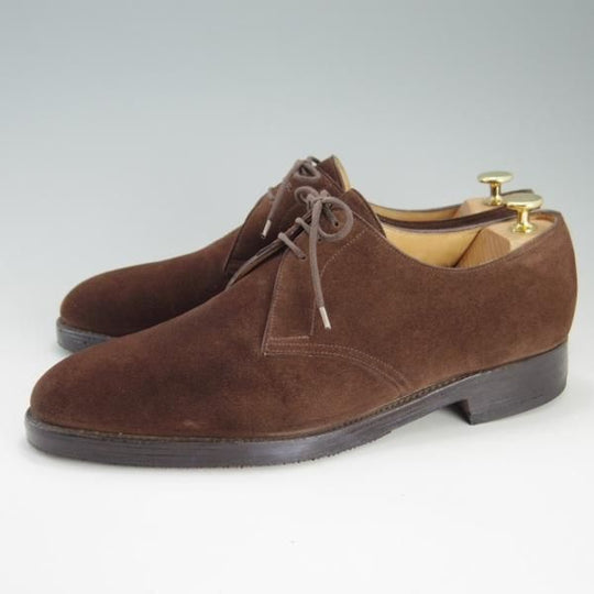 ★ジョンロブ 10EE【貴重★8695ラスト/PERRIER/ペリエ】プレーントゥ/Vフロント/スエード/茶/メンズ/JOHN LOBB★f175