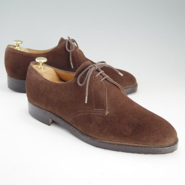 ★ジョンロブ 10EE【貴重★8695ラスト/PERRIER/ペリエ】プレーントゥ/Vフロント/スエード/茶/メンズ/JOHN LOBB★f175