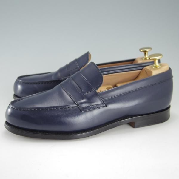 美品★(英)アルフレッド・サージェント UK6【貴重★(仏)BOWEN別注/コインローファー】カーフ/紺/メンズ/Alfred Sargent★f178