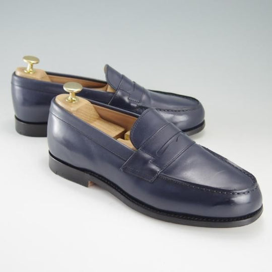 美品★(英)アルフレッド・サージェント UK6【貴重★(仏)BOWEN別注/コインローファー】カーフ/紺/メンズ/Alfred Sargent★f178