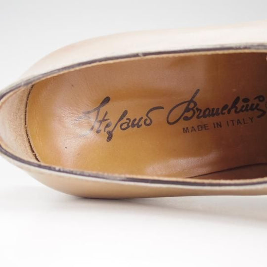 極上★(伊)ステファノ・ブランキーニ SIZE 7.5【★ホールカット/2406】カーフ/薄茶/メンズ/STEFANO BRANCHINI★f181