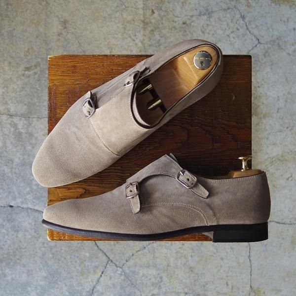 ほぼ未使用★(伊)DI MELLA/ディメッラ SIZE 7【★ダブルモンク/2083】スエード/薄茶/メンズ★f182