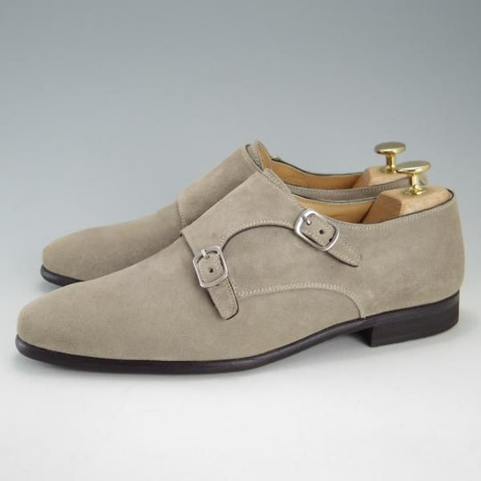 ほぼ未使用★(伊)DI MELLA/ディメッラ SIZE 7【★ダブルモンク/2083】スエード/薄茶/メンズ★f182