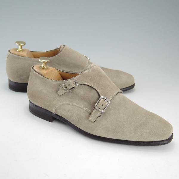 ほぼ未使用★(伊)DI MELLA/ディメッラ SIZE 7【★ダブルモンク/2083】スエード/薄茶/メンズ★f182