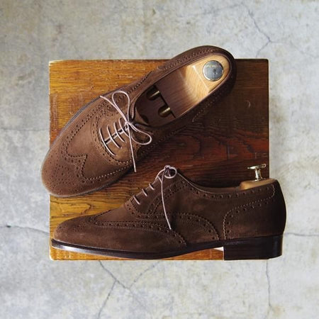 極上★(伊)サルヴァトーレ・フェラガモ 7EE【★フルブローグ/スエード】濃茶/メンズ/Salvatore Ferragamo★f184