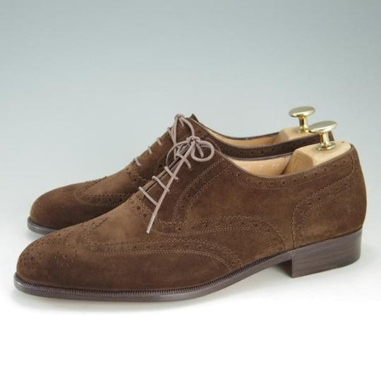 極上★(伊)サルヴァトーレ・フェラガモ 7EE【★フルブローグ/スエード】濃茶/メンズ/Salvatore Ferragamo★f184