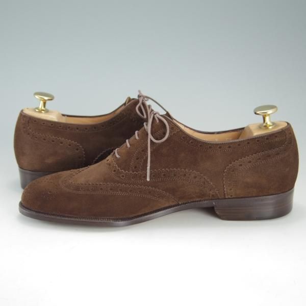 極上★(伊)サルヴァトーレ・フェラガモ 7EE【★フルブローグ/スエード】濃茶/メンズ/Salvatore Ferragamo★f184