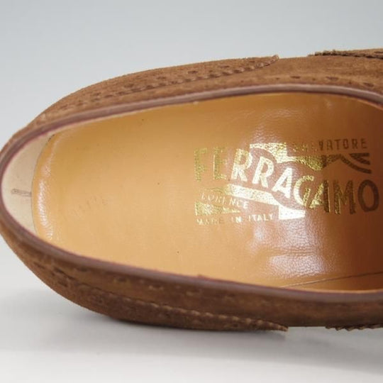 極上★(伊)サルヴァトーレ・フェラガモ 7EE【★フルブローグ/スエード】濃茶/メンズ/Salvatore Ferragamo★f184