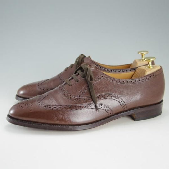 美品★(英)グレンソン 8.5EF【★フルブローグ/6293-29】グレインレザー/茶/メンズ/GRENSON★f185