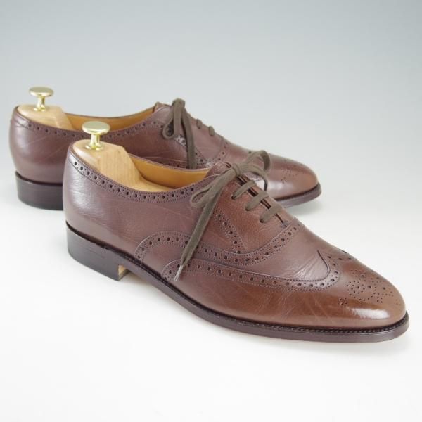 美品★(英)グレンソン 8.5EF【★フルブローグ/6293-29】グレインレザー/茶/メンズ/GRENSON★f185