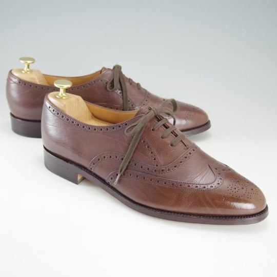 美品★(英)グレンソン 8.5EF【★フルブローグ/6293-29】グレインレザー/茶/メンズ/GRENSON★f185