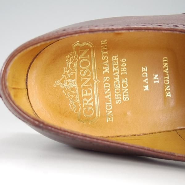 美品★(英)グレンソン 8.5EF【★フルブローグ/6293-29】グレインレザー/茶/メンズ/GRENSON★f185