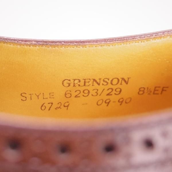 美品★(英)グレンソン 8.5EF【★フルブローグ/6293-29】グレインレザー/茶/メンズ/GRENSON★f185
