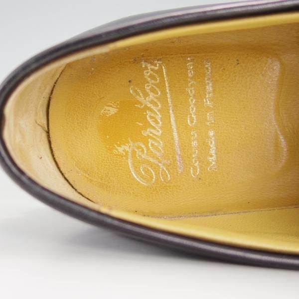 美品★パラブーツ SIZE 5.5【定価￥77,000-★コンビ仕様/DAX】ギャラクシーソール/コインローファー/カーフ×スエード/黒/Paraboot★f186