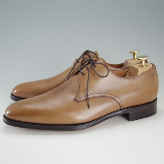 極美品★(スペイン製)YANKO/ヤンコ SIZE 8【グッドイヤーウェルテッド製法★プレーントゥ】14637/Vフロント/カーフ/薄茶/メンズ★f188