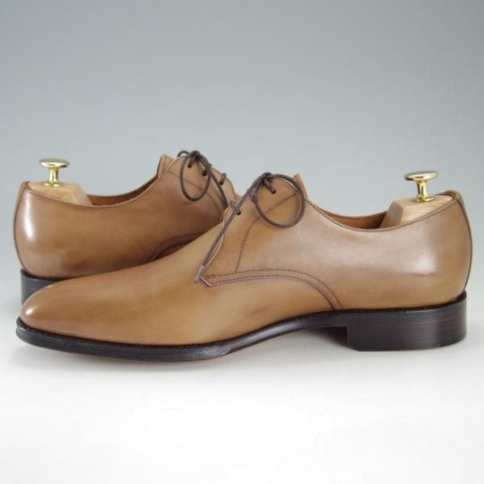 極美品★(スペイン製)YANKO/ヤンコ SIZE 8【グッドイヤーウェルテッド製法★プレーントゥ】14637/Vフロント/カーフ/薄茶/メンズ★f188