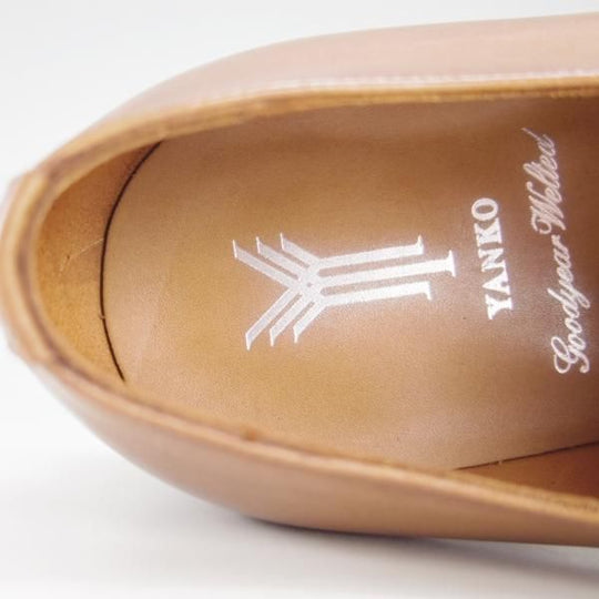 極美品★(スペイン製)YANKO/ヤンコ SIZE 8【グッドイヤーウェルテッド製法★プレーントゥ】14637/Vフロント/カーフ/薄茶/メンズ★f188