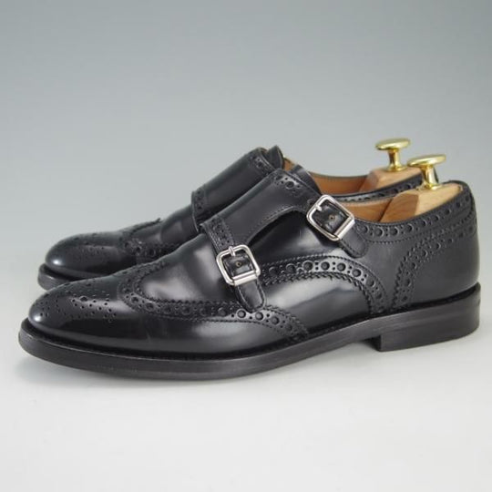 極上★チャーチ(レディース) SIZE 36【定価￥92,400-★ダブルモンク/LANA R】ポリッシュドバインダーカーフ/黒/Church's★f194