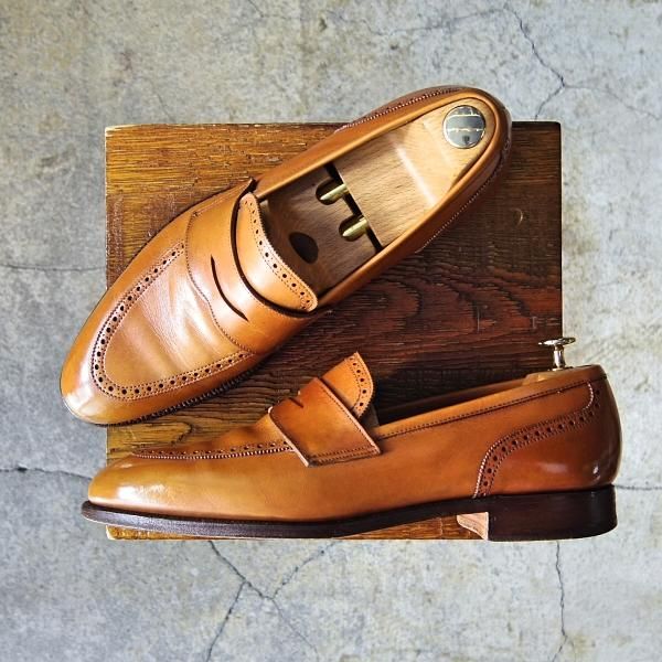 極上★クロケット&ジョーンズ UK9/US9.5D【★ブルックスブラザーズ別注/Peal&co】317ラスト/コインローファー/茶/Crockett&Jones★f197