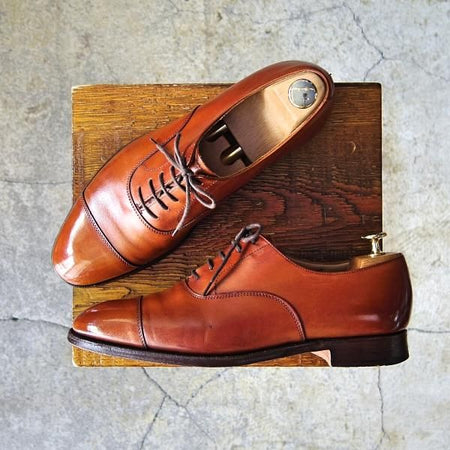 極上★クロケット&ジョーンズ 6E【定価￥86,900-★CONNAUGHT/ストレートチップ】236ラスト/カーフ/Chestnut/茶/Crockett&Jones★f200