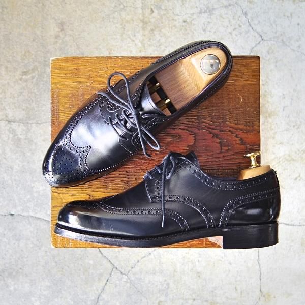 美品★(スペイン製)カルミナ SIZE 6【グッドイヤーウェルテッド製法★フルブローグ】カーフ/黒/メンズ/CARMINA★f206