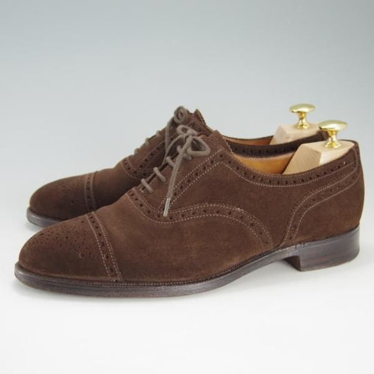 極上★クロケット&ジョーンズ 6.5E【★ロイドフットウェア別注/Lloyd Footwear】317ラスト/セミブローグ/スエード/茶/Crockett&Jones★f208