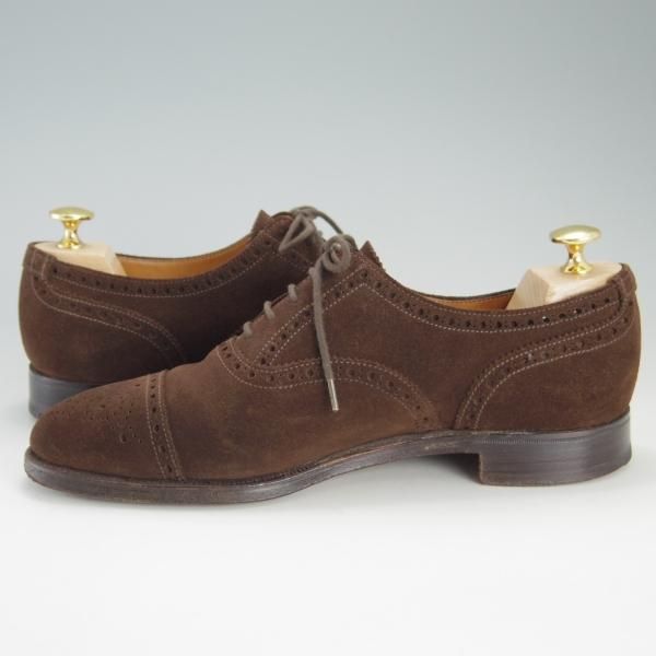 極上★クロケット&ジョーンズ 6.5E【★ロイドフットウェア別注/Lloyd Footwear】317ラスト/セミブローグ/スエード/茶/Crockett&Jones★f208