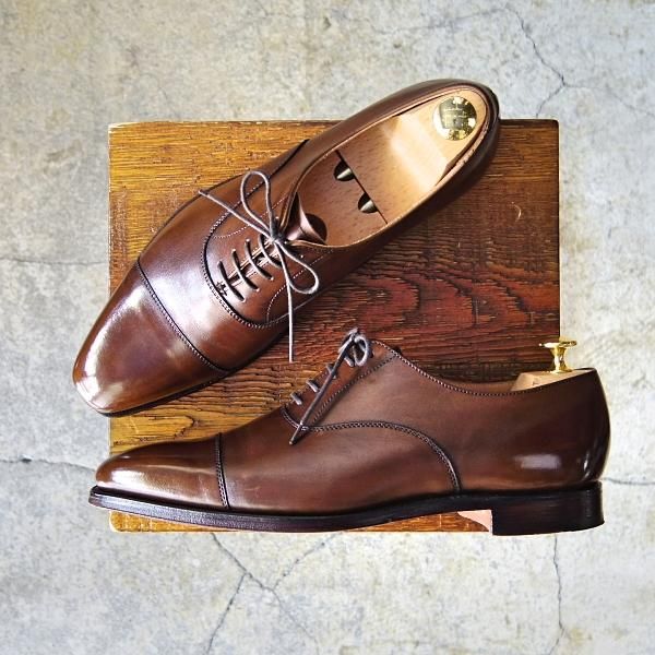 極美品★クロケット&ジョーンズ 6.5E【定価￥83,600-★HALLAM/ストレートチップ】348ラスト/カーフ/濃茶/メンズ/Crockett&Jones★f210