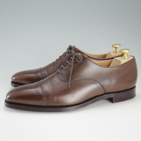 極美品★クロケット&ジョーンズ 6.5E【定価￥83,600-★HALLAM/ストレートチップ】348ラスト/カーフ/濃茶/メンズ/Crockett&Jones★f210