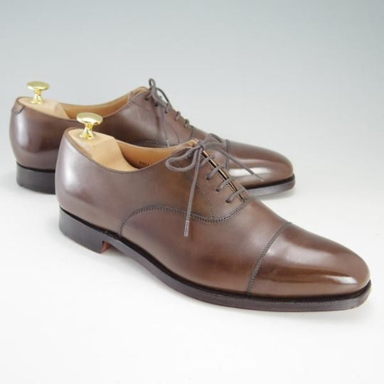 極美品★クロケット&ジョーンズ 6.5E【定価￥83,600-★HALLAM/ストレートチップ】348ラスト/カーフ/濃茶/メンズ/Crockett&Jones★f210