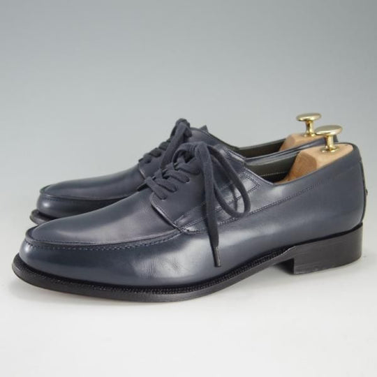 極美品★(伊)F.LLIジャコメッティ SIZE 40【★ハンドソーンウェルテッド製法/九分仕立て】FG155/Uチップ/カーフ/紺/Giacometti★f212