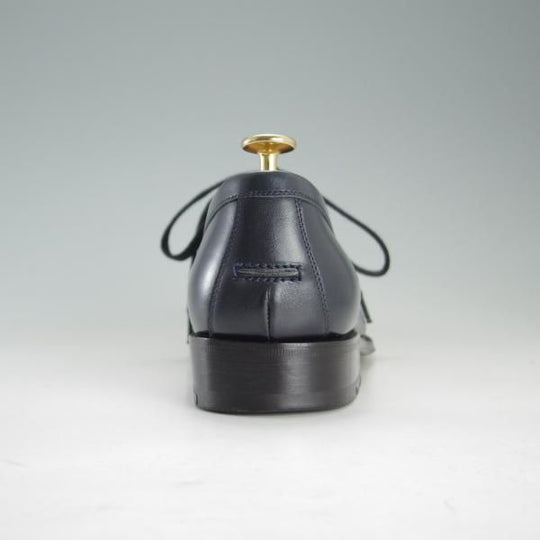 極美品★(伊)F.LLIジャコメッティ SIZE 40【★ハンドソーンウェルテッド製法/九分仕立て】FG155/Uチップ/カーフ/紺/Giacometti★f212