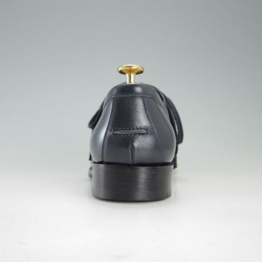 極美品★(伊)F.LLIジャコメッティ SIZE 40【★ハンドソーンウェルテッド製法/九分仕立て】FG155/Uチップ/カーフ/紺/Giacometti★f212