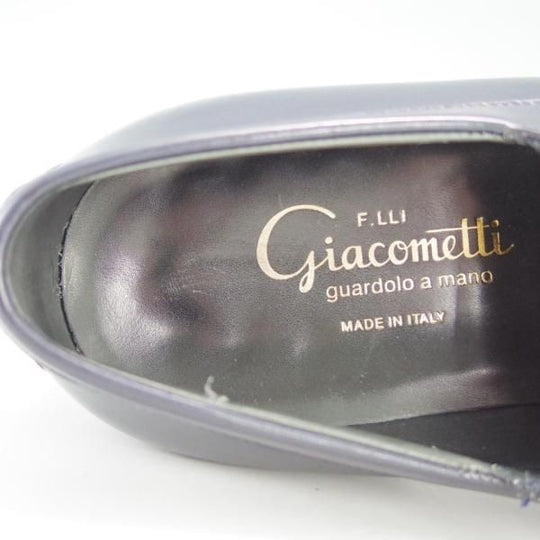 極美品★(伊)F.LLIジャコメッティ SIZE 40【★ハンドソーンウェルテッド製法/九分仕立て】FG155/Uチップ/カーフ/紺/Giacometti★f212