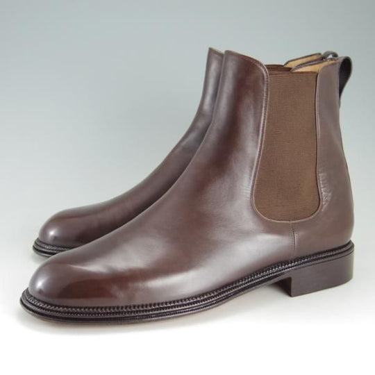 美品★(伊)タニノクリスチー SIZE 7.5【貴重★3段コバ仕様/サイドゴアブーツ】カーフ/濃茶/メンズ/TANINO CRISCI★f214