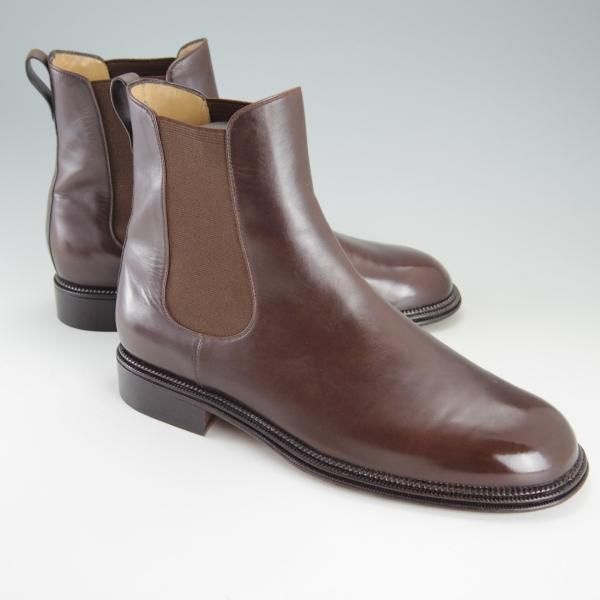 美品★(伊)タニノクリスチー SIZE 7.5【貴重★3段コバ仕様/サイドゴアブーツ】カーフ/濃茶/メンズ/TANINO CRISCI★f214