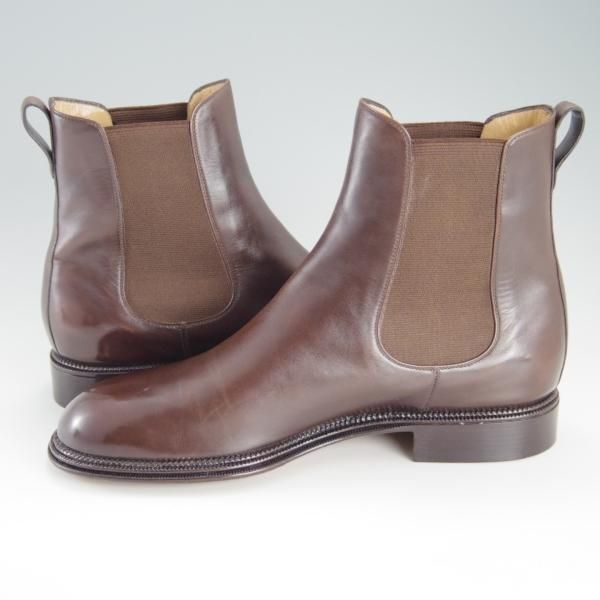 美品★(伊)タニノクリスチー SIZE 7.5【貴重★3段コバ仕様/サイドゴアブーツ】カーフ/濃茶/メンズ/TANINO CRISCI★f214