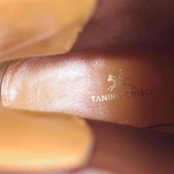 美品★(伊)タニノクリスチー SIZE 7.5【貴重★3段コバ仕様/サイドゴアブーツ】カーフ/濃茶/メンズ/TANINO CRISCI★f214