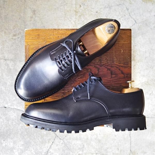 ほぼ試着程度★(英)アルフレッド・サージェント SIZE 7【コマンドソール仕様★プレーントゥ/MAINE 2】カーフ/黒/Alfred Sargent★f216